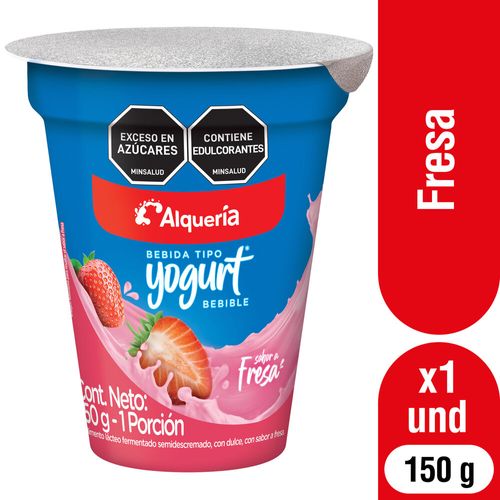 Yogurt Alquería Fresa  Vaso x 150 g