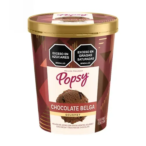 Helado Popsy Gourmet 25 % Mas Helado Chocolate 1 Litro 600g