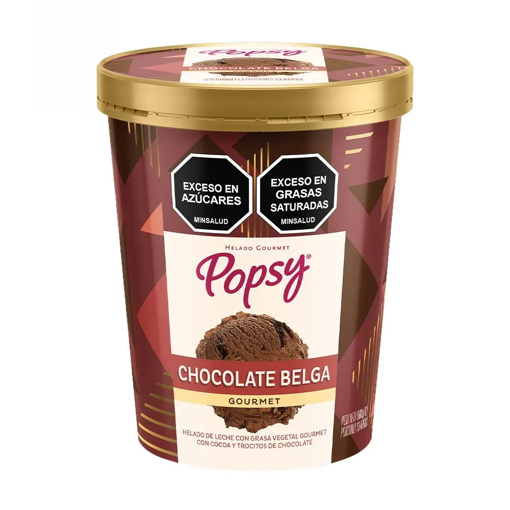 Helado Popsy Gourmet 25 % Mas Helado Chocolate 1 Litro 600g - Mercacentro