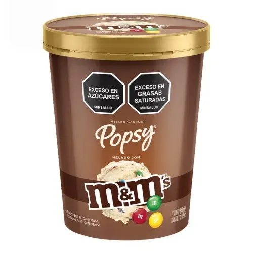 Helado Popsy Gourmet 25 % Mas Helado M&amp;m 1 Litro 600g