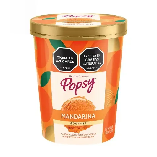 Helado Popsy Gourmet 25 % Mas Helado Mandarina 1 Litro 600g