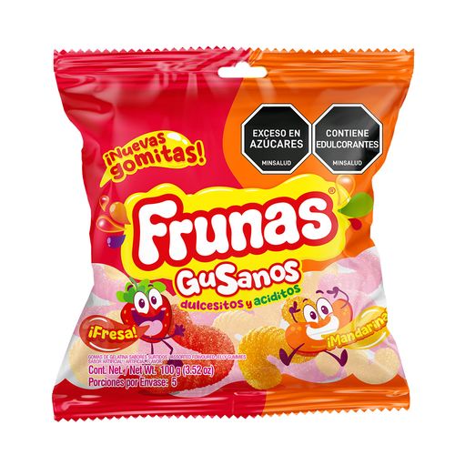 Gomas Frunas Gusanos Fresa - Mandarina x 100 g