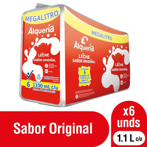 Leche Alquería Sabor Original 6 und x 1100 ml c/u