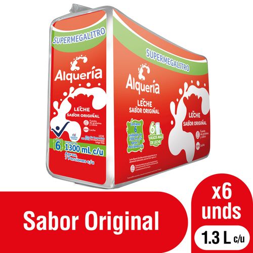 Leche Alquería Sabor Original 6 und x 1300 ml c/u