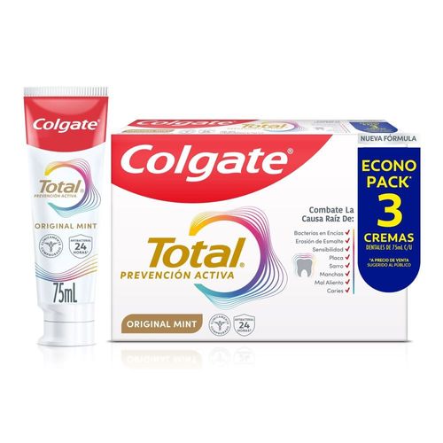 Crema Colgate Total Original Mint 3 x 75 ml