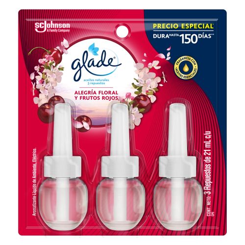 Ambientador Glade Aceite Repuesto X3 Alegria Floral