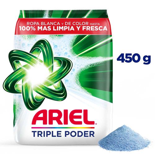 Ariel Doble Poder Detergente En Polvo R. Blanca Y Color 450 g