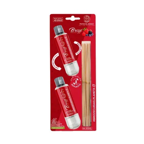 Ambientador Brizze Palitos de Rattan 120 ml Frutos Bosque