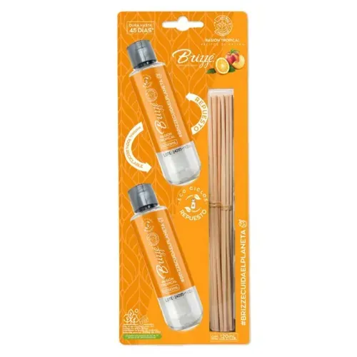 Ambientador Brizze Palitos de Rattan 120 ml Pasión Tropcal
