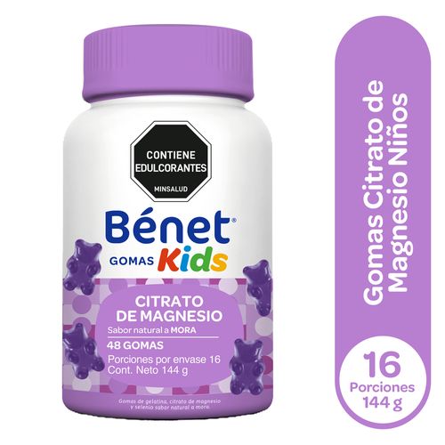 Gomas Benet Kids Mora Citrato De Magnesio  48 und 144 g