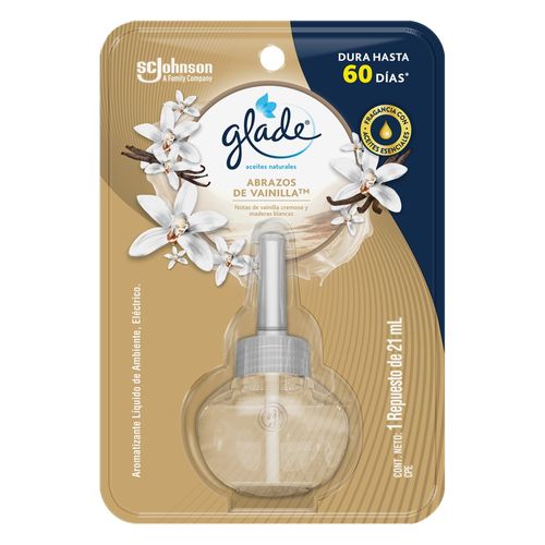 Glade Ambientador Aceites Naturales abrazos de vainilla 1 repuesto, 21 ml