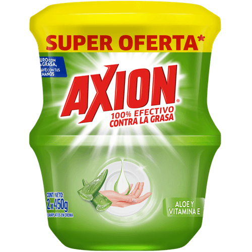 Lavaplatos en Crema Axion Aloe y Vitamina E 450g x 2und