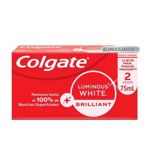 Crema Dental Blanqueadora Colgate Luminous White Brilliant 75ml x2