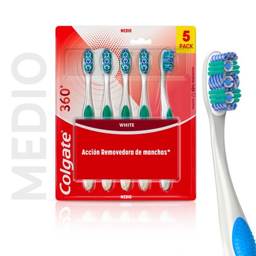Cepillo de Dientes Medio Colgate 360° Luminous White x 5und