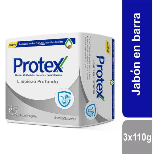 Jabón Antibacterial Protex Limpieza Profunda Barra 110g x3und