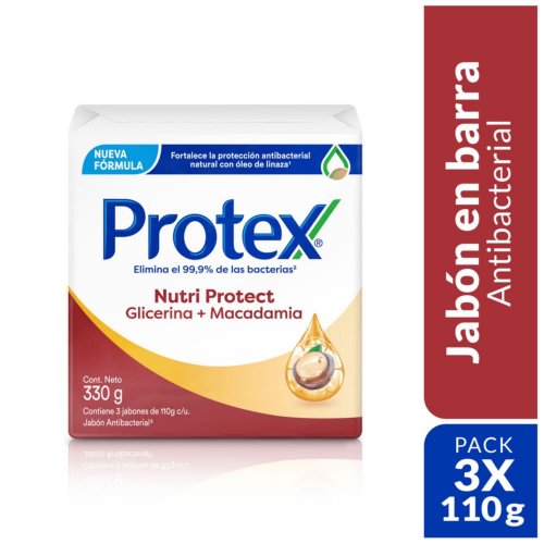 Jabón Antibacterial Protex Nutri Protect Macadamia 110g x3