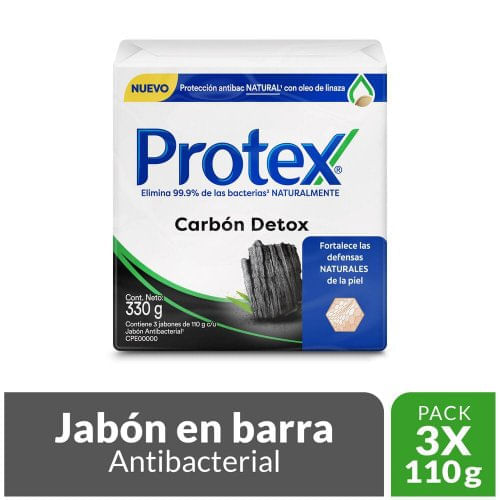 Jabón Antibacterial Protex Carbon Detox 110g x3