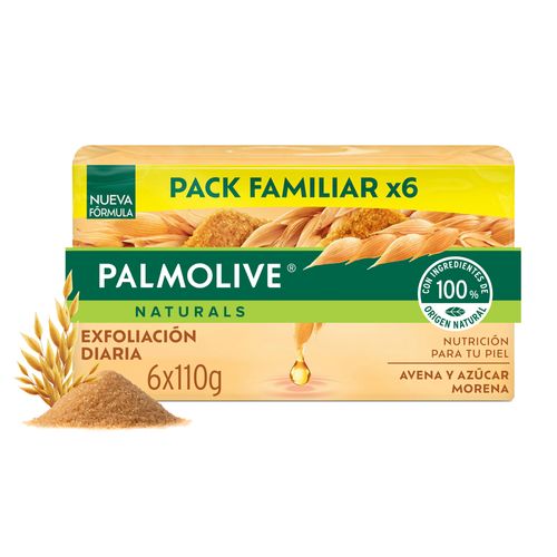 Jabón Palmolive Avena y Azúcar Morena en Barra de 110gx6und