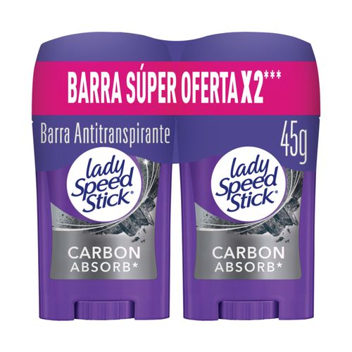 Desodorante Mujer Lady Speed Stick Carbon Absorb Stick 2x45g