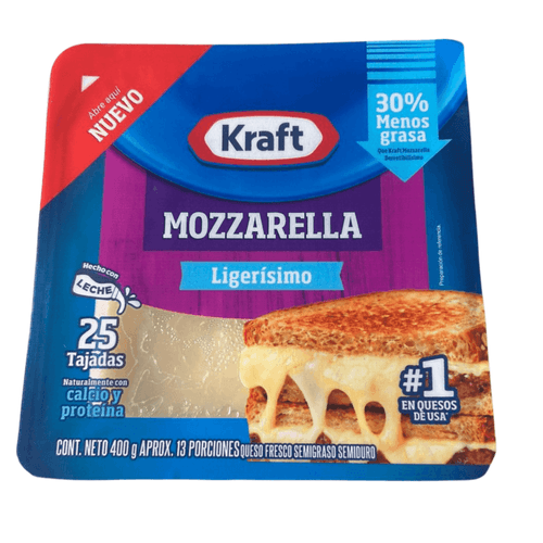 Queso Kraft Mozarrella Tajado Ligerisimo 400 g