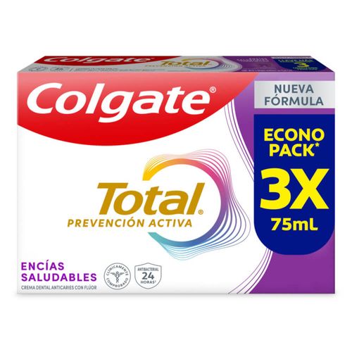 Crema Dental Colgate Total Encías Prevención Activa 3 und x 75 ml c/u