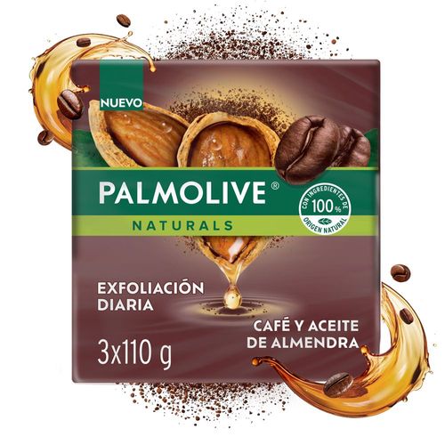 Jabón Palmolive Café y aceite de Almendra en barra 3 und x 110 g c/u