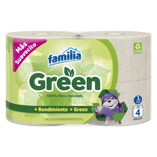 Papel Higiénico Familia Green 4 rollos x 29.6 m c/u