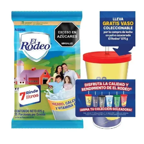 Leche El Rodeo x 875 g Gratis Vaso