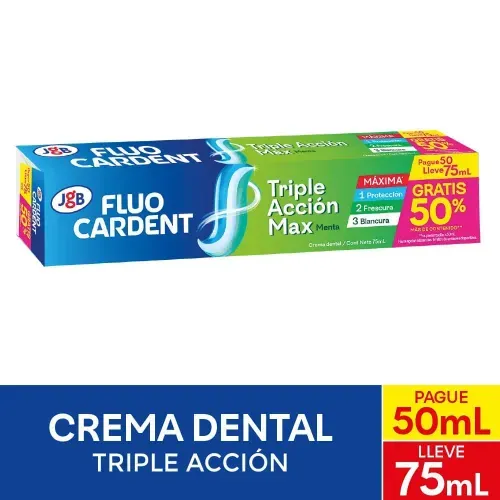 Crema Fluocardent Triple Accion Max Pague 50 ml Lleve 75 ml