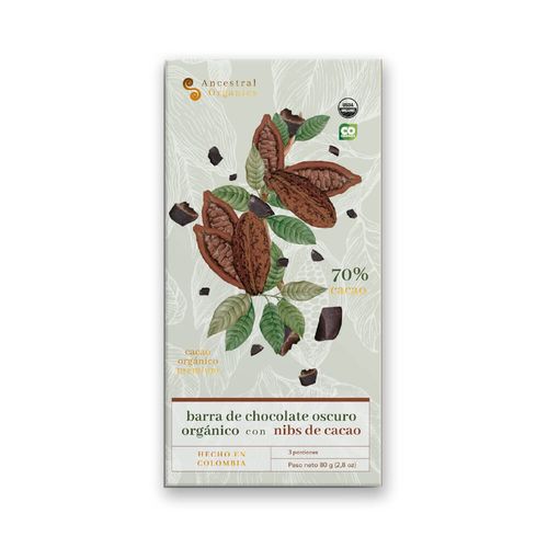Chocolate Ancestral Organics 75% Cacao Nibs x 80 g