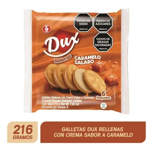 Galleta Dux Rellena Caramelo Salado x 216 g