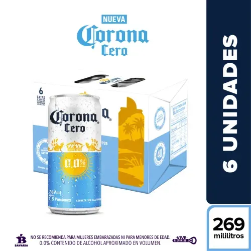 Cerveza Corona Cero Lata 6 und x 269 ml c/u