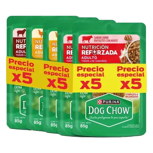 Dog Chow Pouch Multisabor 5 und x 85 g c/u