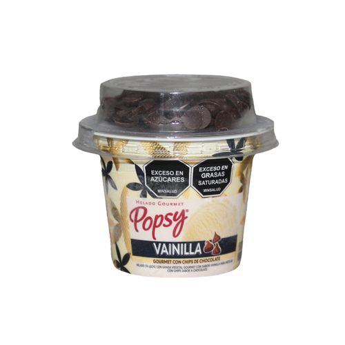 Helado Popsy Gourmet Vainilla Vaso Mas Topp Chips x 75 g