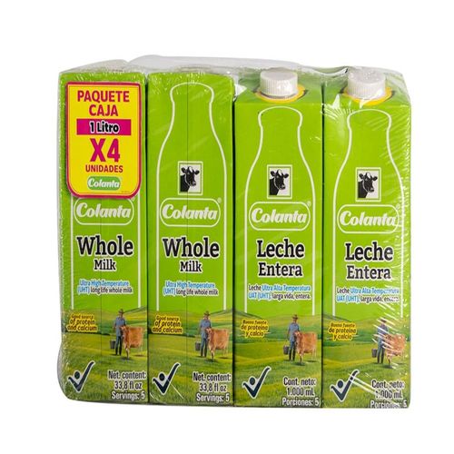 Leche Entera Colanta Uht Tetra 4 und x 1000 ml c/u
