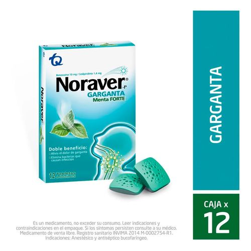Noraver Menta Pastillas x 12 und