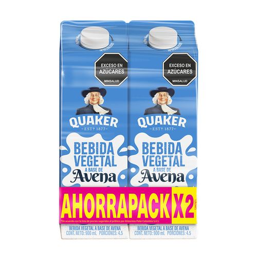 Bebida Vegetal Quaker Avena 2 und x 900 ml c/u