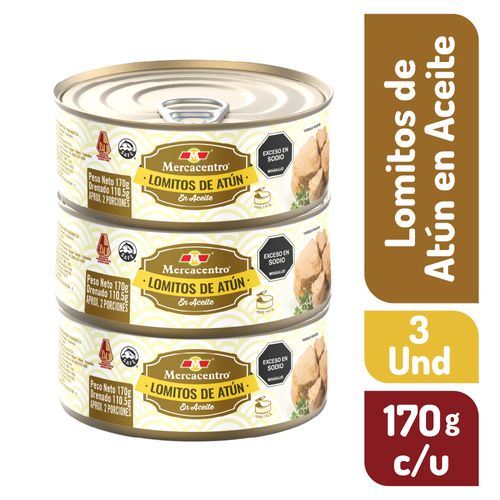 Atun Mercacentro En Aceite De Soya 3 und x 170 g c/u