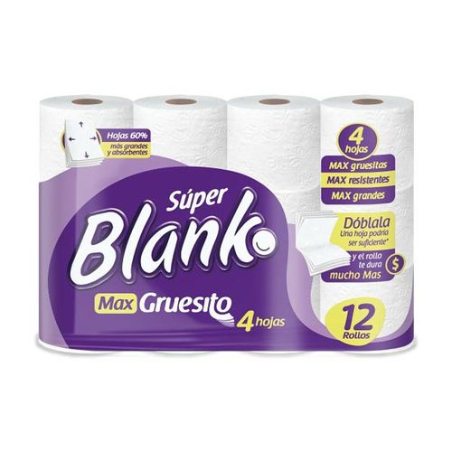Papel Super Blanko Max Gruesito 4 Hojas 12 und x 23 m c/u