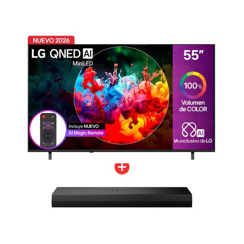 Televisor LG 55" Pulgadas QNED Mini LED 4K Smart Tv + Barra