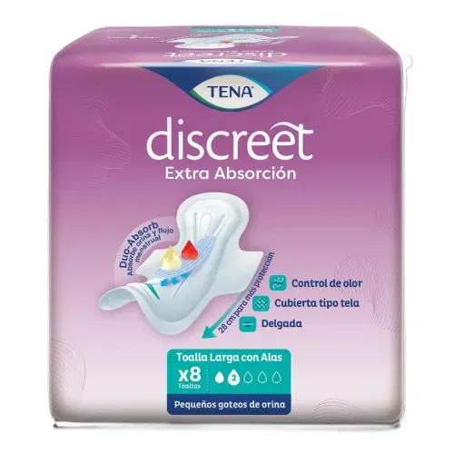 Toalla Tena Discret Extra Absorcion x 8 und