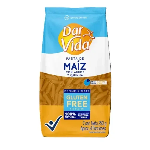Pasta De Maiz Dar Vida Penne Rigate Gluten Free x 250 g