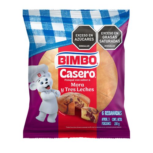 Ponqué Bimbo Casero Mora Tres Leches 200 g