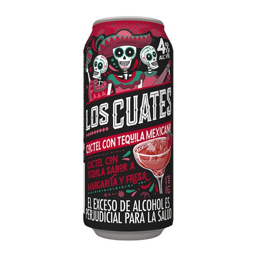 Coctel Los Cuates Con Tequila Fresa x 473 ml
