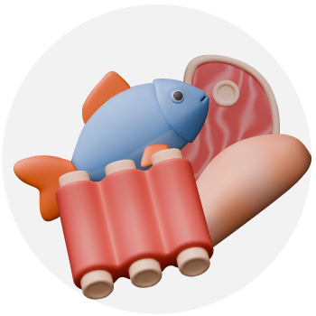 Pollo, Carne y Pescados